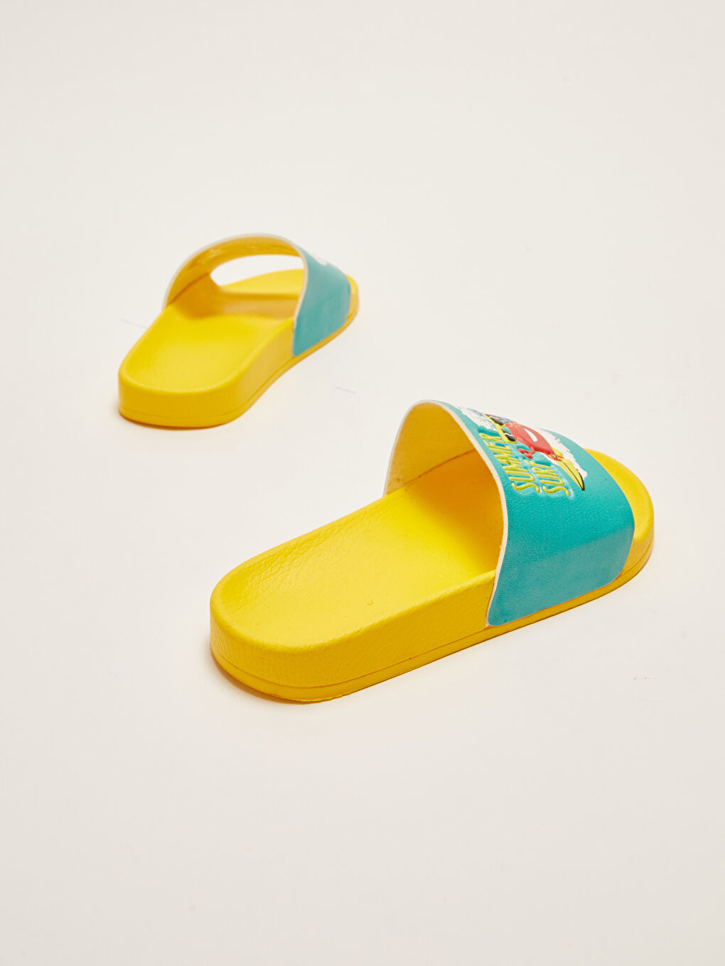 Sarı Tek Bantlı Baskılı Erkek Çocuk Terlik-4