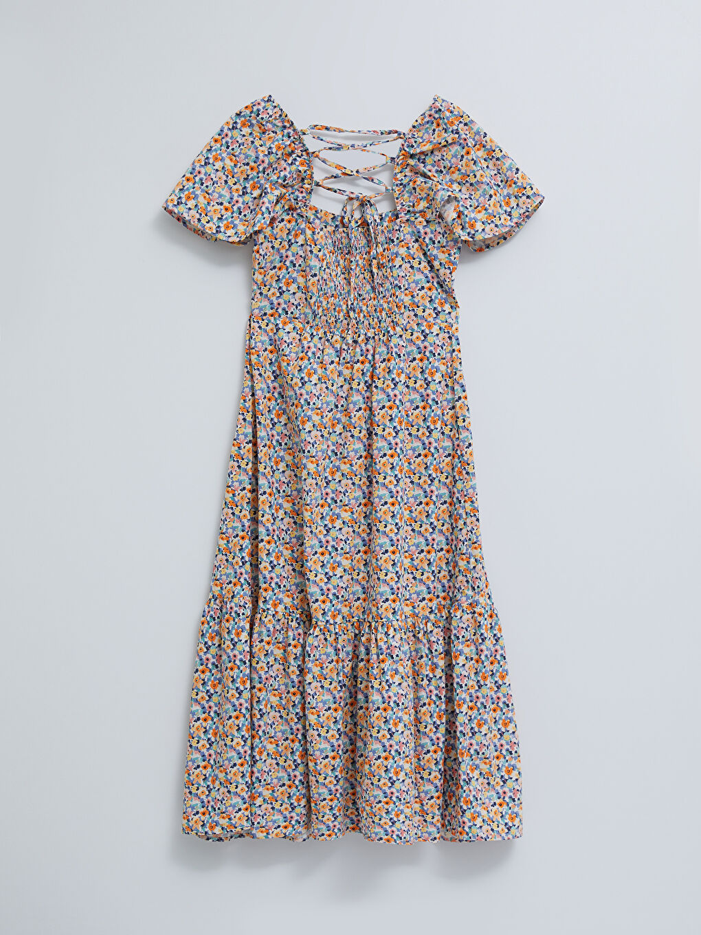 Robe de maternité en popeline florale à manches courtes et col carré-6