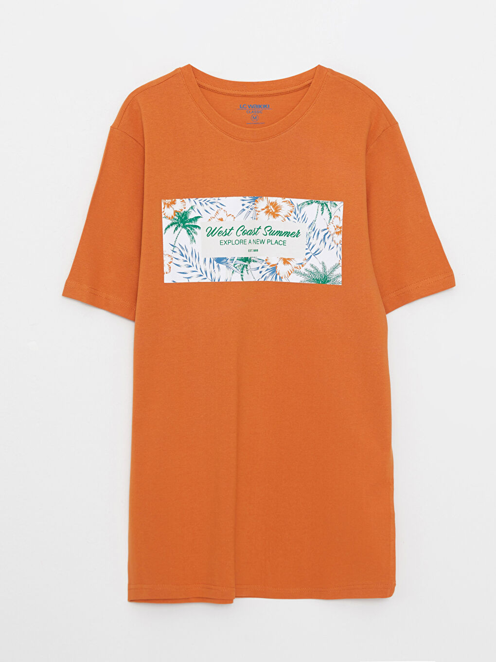 Tricou cu Mânecă Scurtă Imprimat pentru Bărbați cu Guler Rotund-5