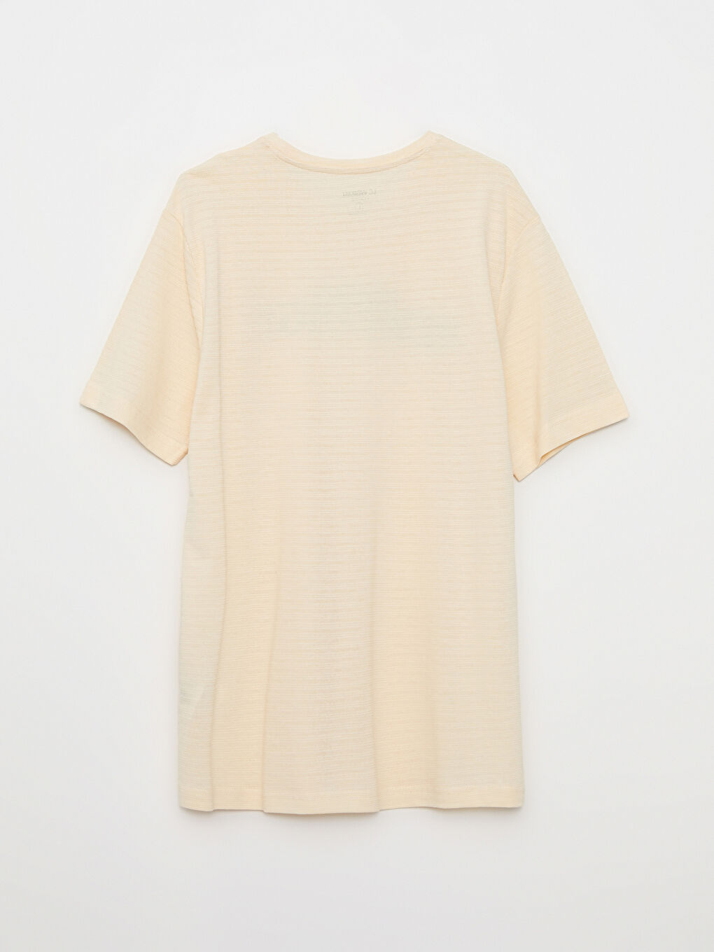 Bej Bisiklet Yaka Kısa Kollu Baskılı Erkek Tişört-6