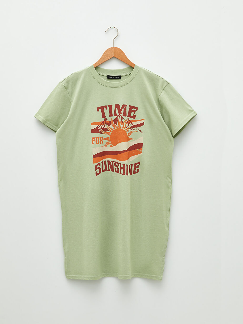 تونيك نسائي كم قصير مطبوع بياقة دائرية-5