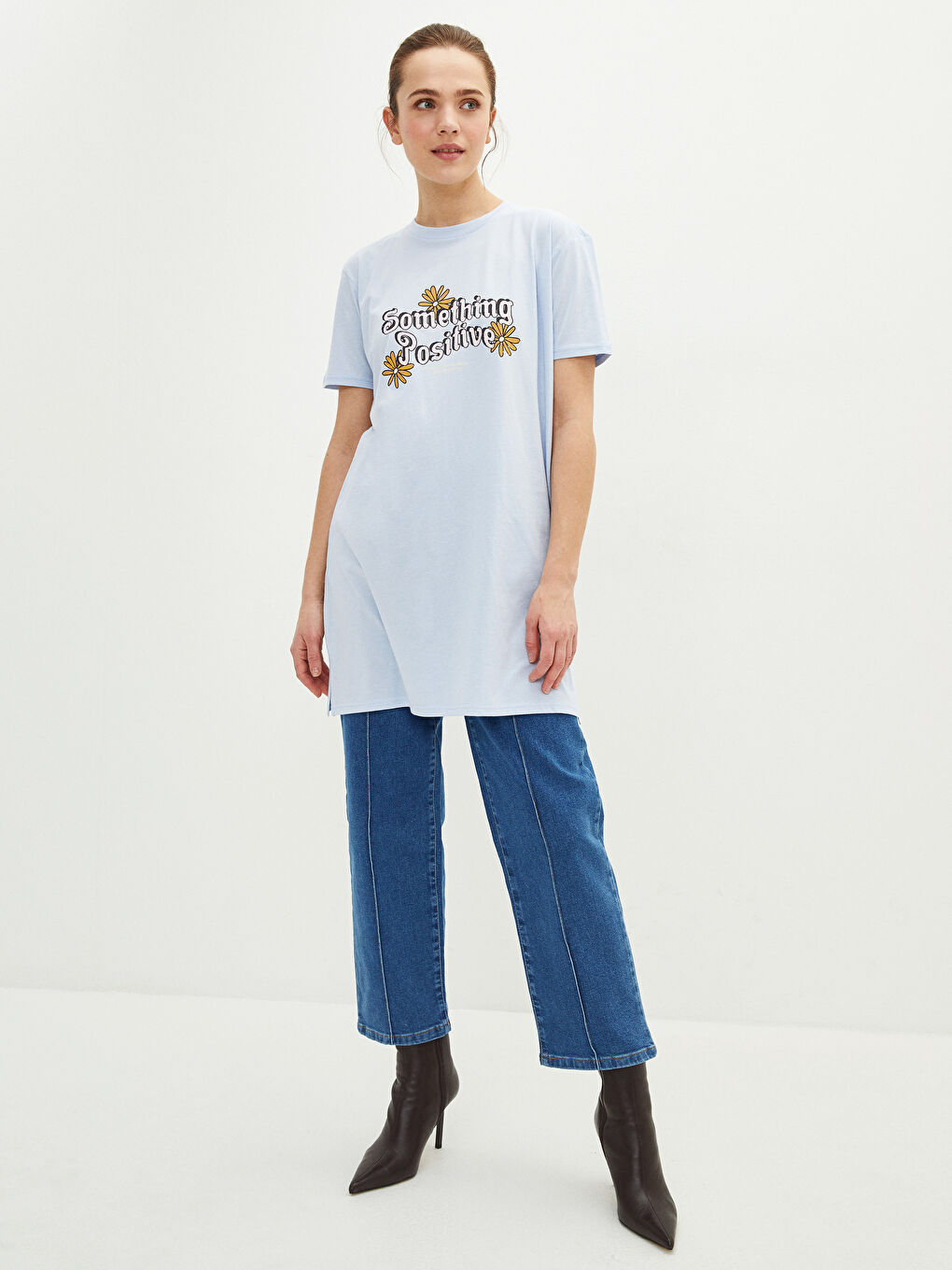 Crew Neck Printed Short Sleeve Women's Tunic-3