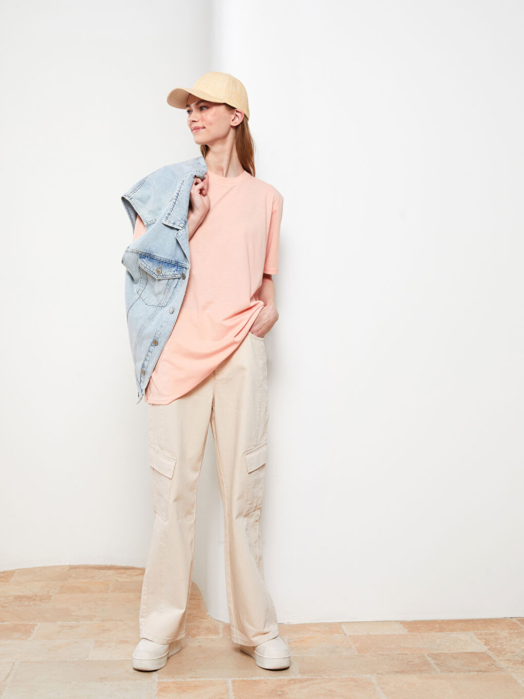 Crew Neck Plain Short Sleeve Women's Tunic-1