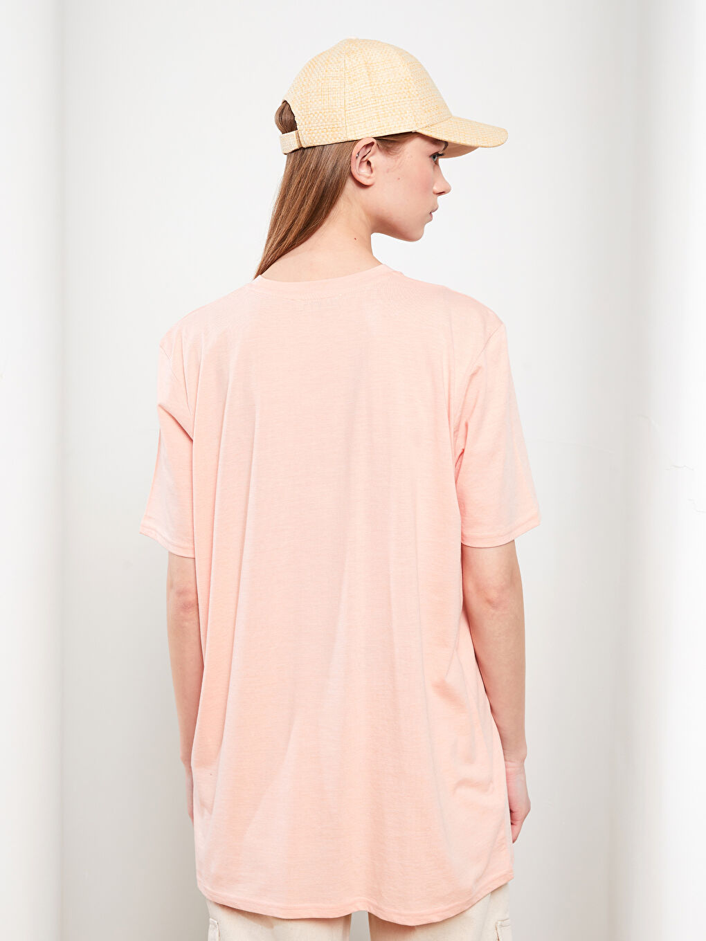 Crew Neck Plain Short Sleeve Women's Tunic-4