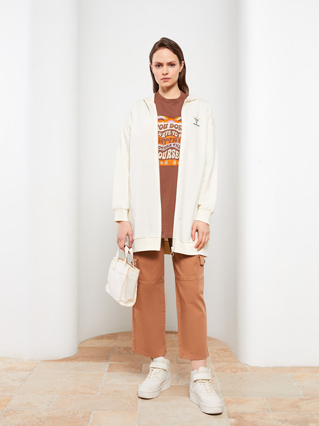 Женский кардиган с капюшоном, с принтом и длинным рукавом