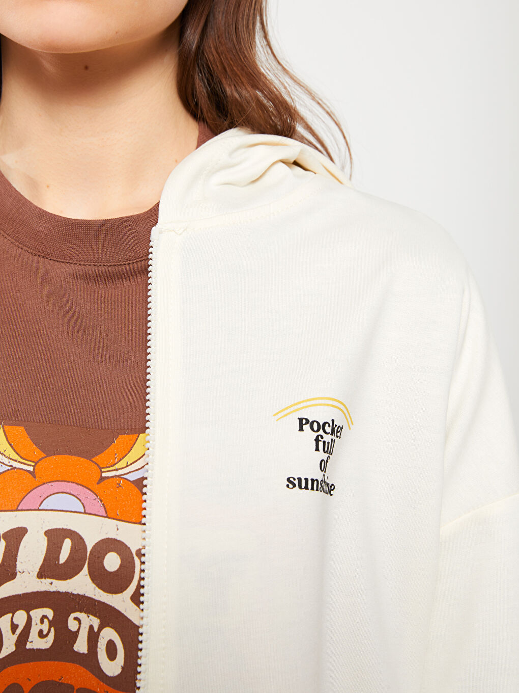 Женский кардиган с капюшоном, с принтом и длинным рукавом-3