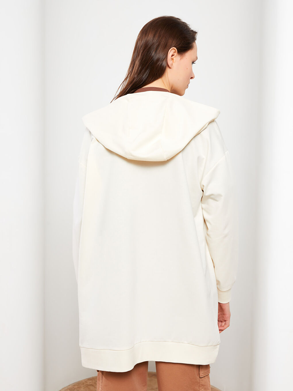 Женский кардиган с капюшоном, с принтом и длинным рукавом-4