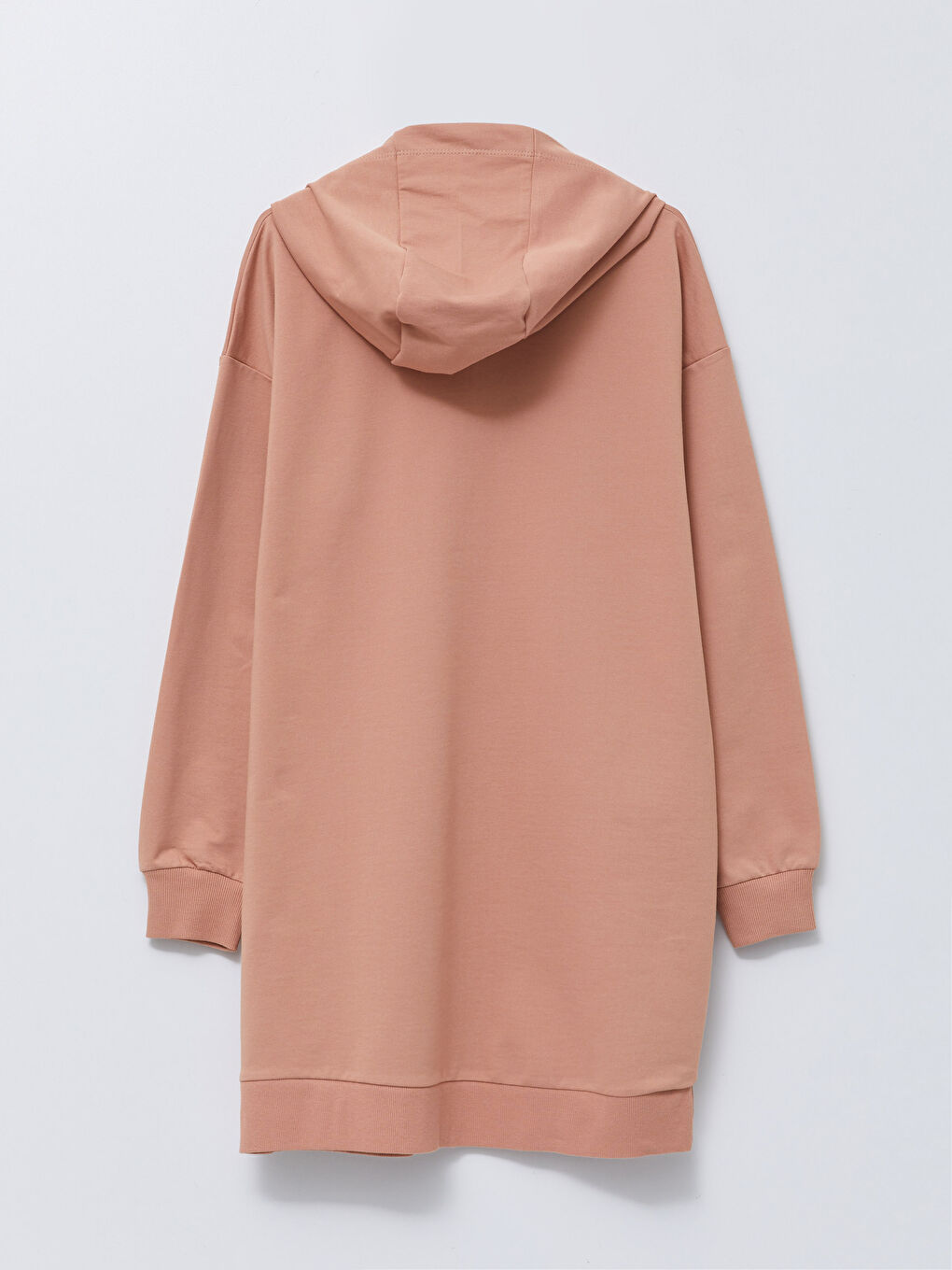 Bej Kapüşonlu Baskılı Uzun Kollu Kadın Hırka-6