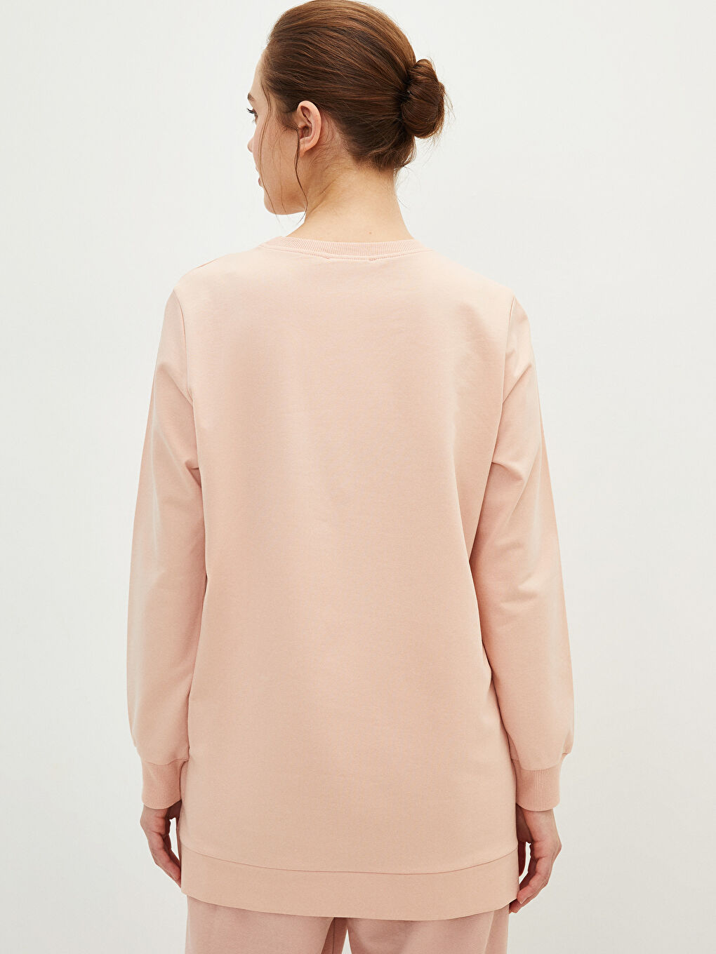 Crew Neck Plain Oversize Women's Sweatshirt Tunic-5