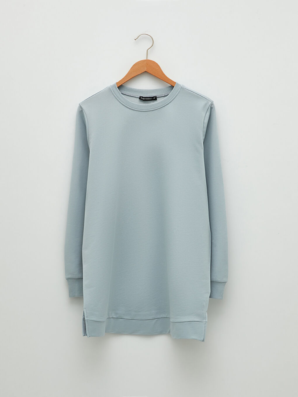 Mavi Bisiklet Yaka Düz Oversize Kadın Sweatshirt Tunik-5