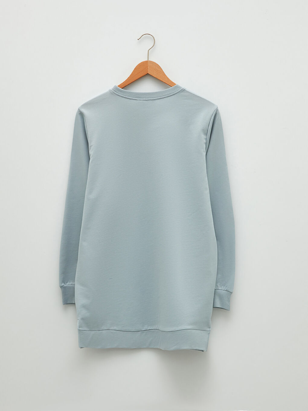 Mavi Bisiklet Yaka Düz Oversize Kadın Sweatshirt Tunik-6