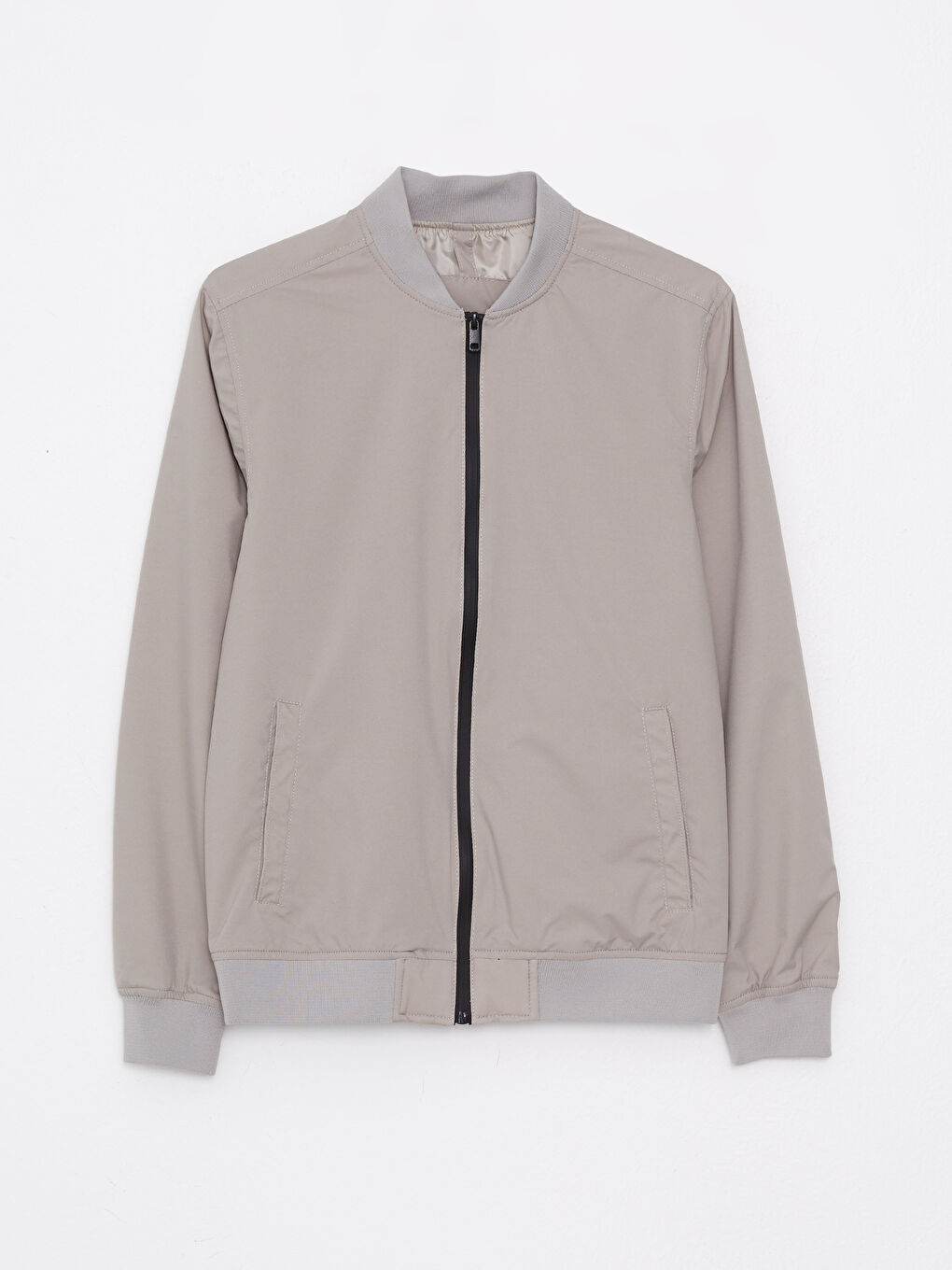 Bej Standart Kalıp Kolej Yaka Erkek Bomber Mont-5