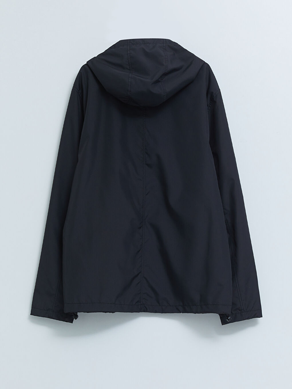 Siyah Standart Kalıp Kapüşonlu Erkek Yağmurluk-6