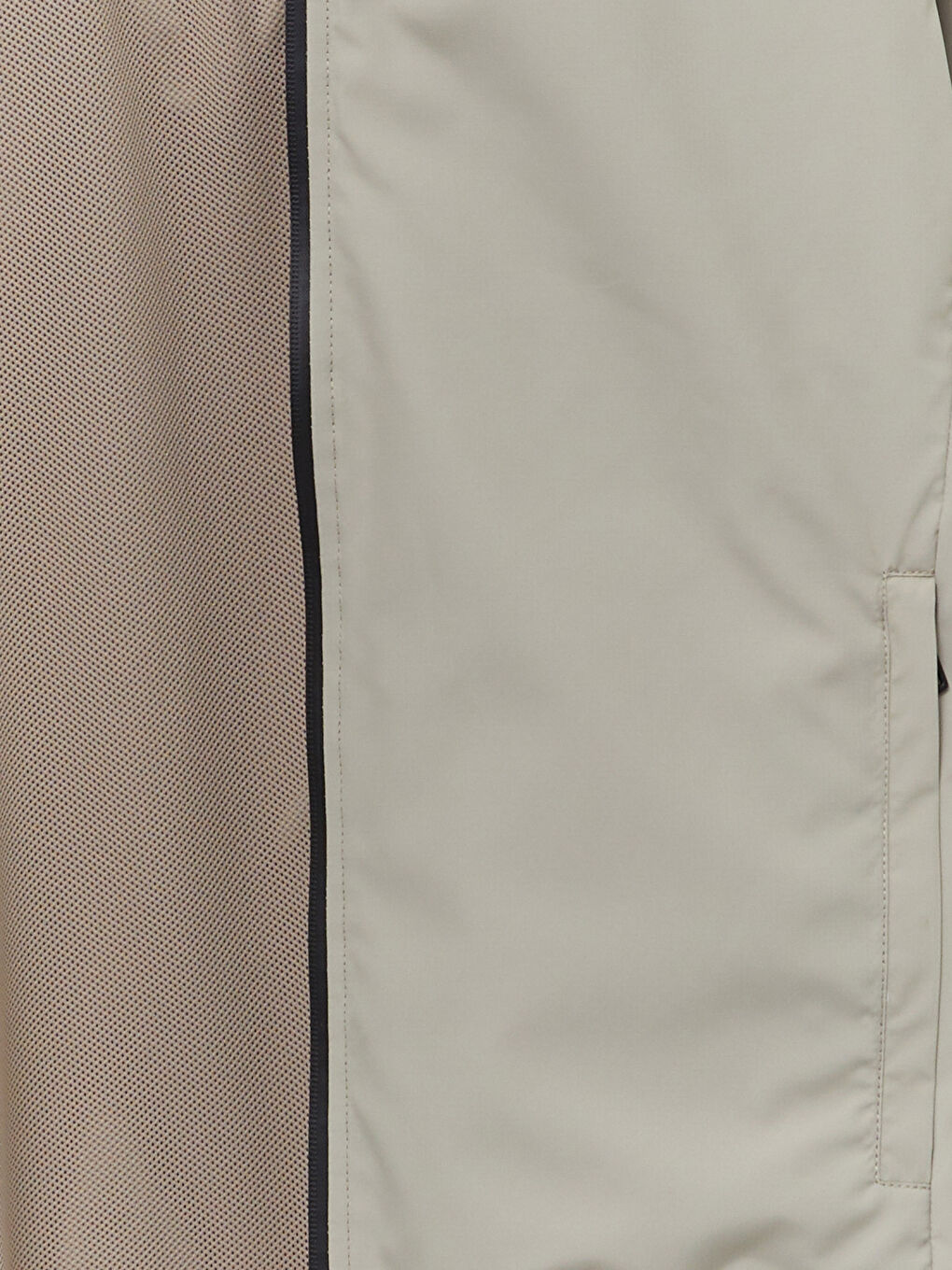 Bej Standart Kalıp Kapüşonlu Erkek Yağmurluk-7