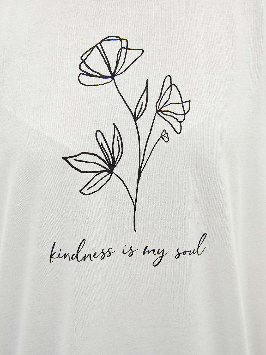 Ekru Bisiklet Yaka Baskılı Kısa Kollu Kadın Tunik-4