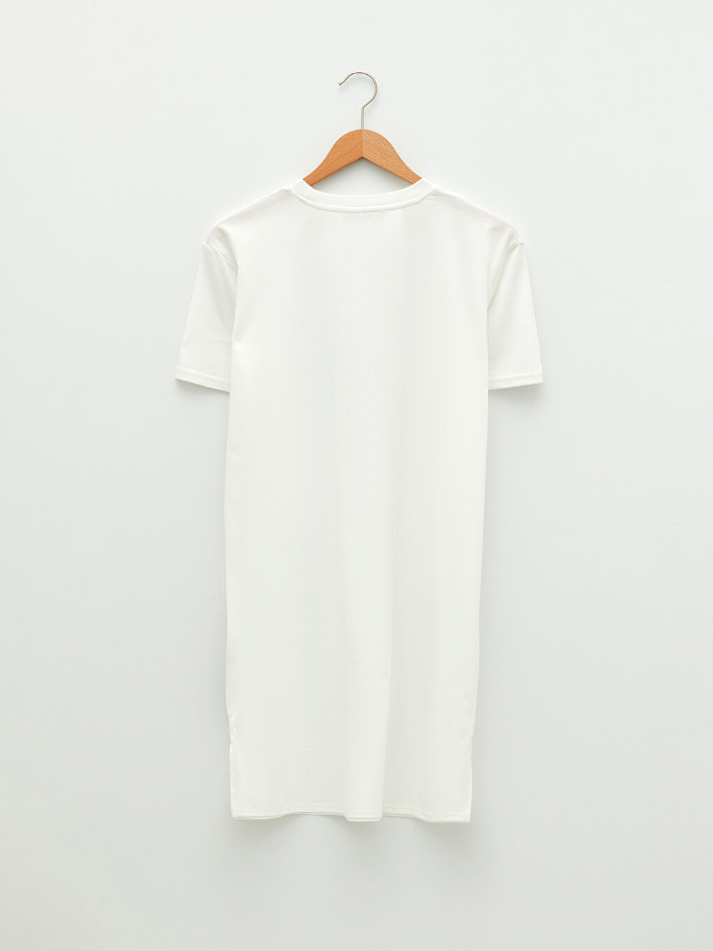 Ekru Bisiklet Yaka Baskılı Kısa Kollu Kadın Tunik-7