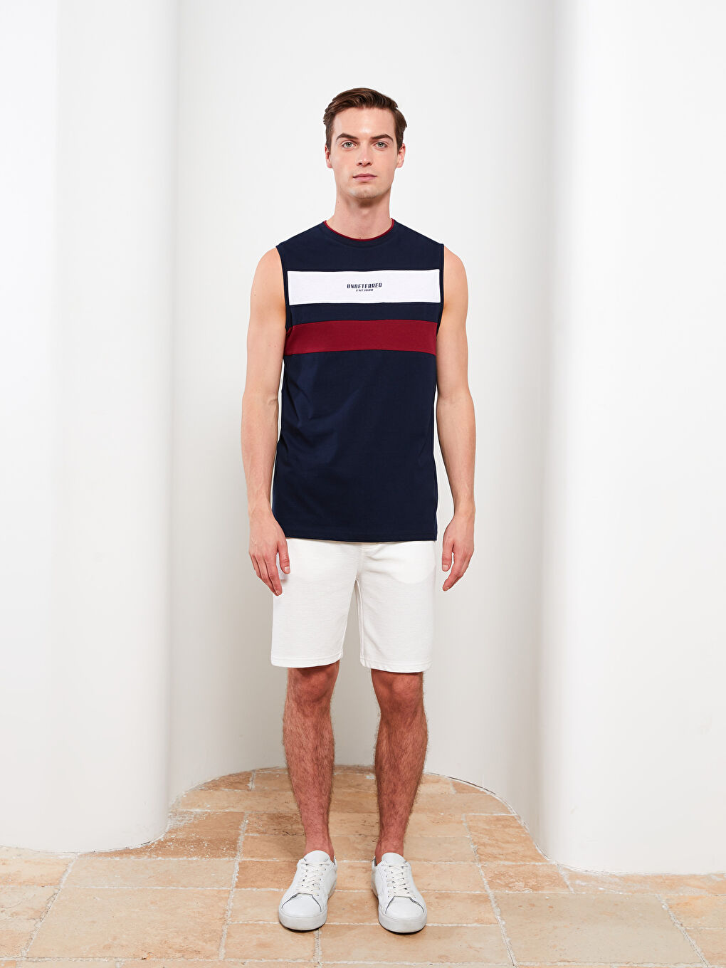 Crew Neck Printed Men's Sleeveless T-Shirt-2