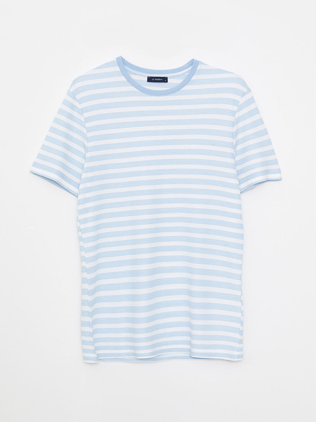 Mavi Bisiklet Yaka Kısa Kollu Çizgili Erkek Tişört-5