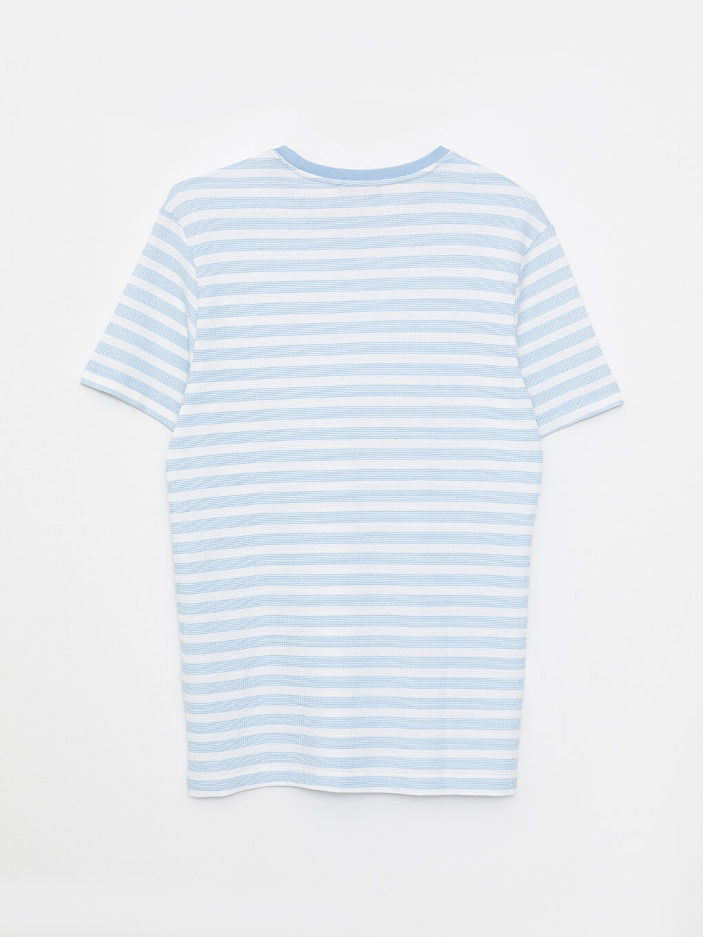 Mavi Bisiklet Yaka Kısa Kollu Çizgili Erkek Tişört-6