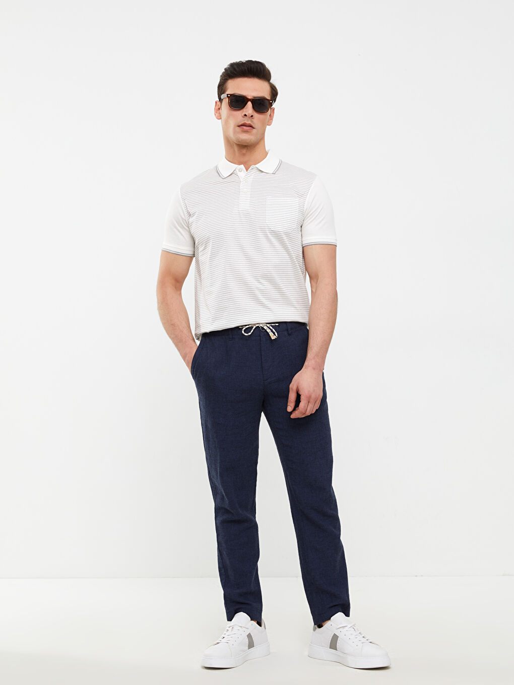 تي شيرت رجالي بياقة بولو كم قصير مخطط جيرسي-2