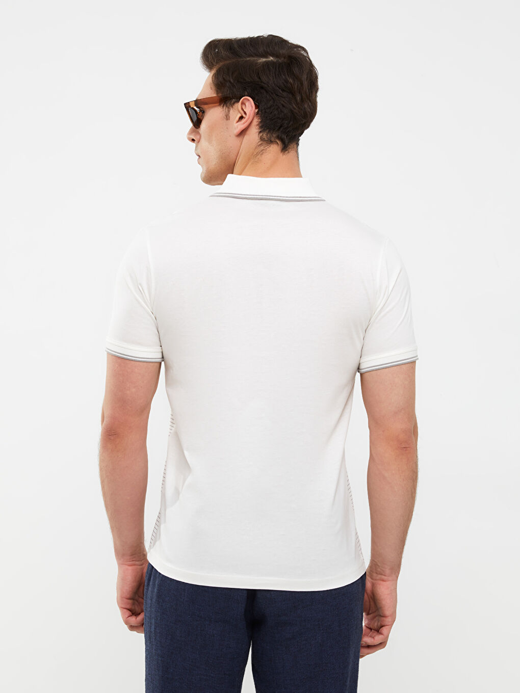 تي شيرت رجالي بياقة بولو كم قصير مخطط جيرسي-4