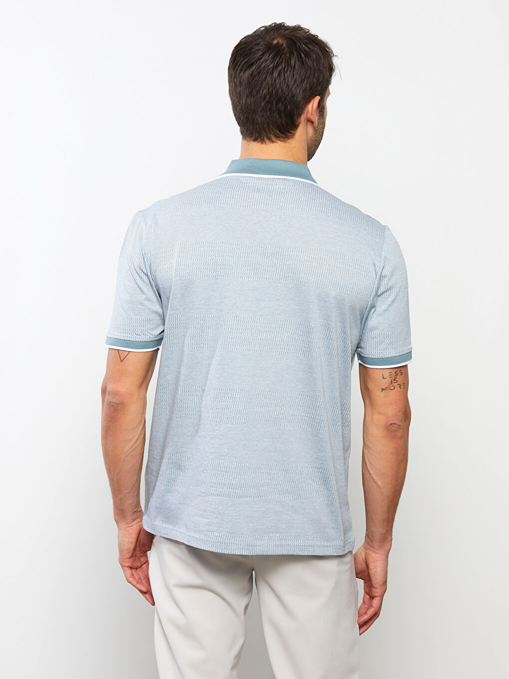 Yeşil Polo Yaka Kısa Kollu Erkek Merserize Tişört-4