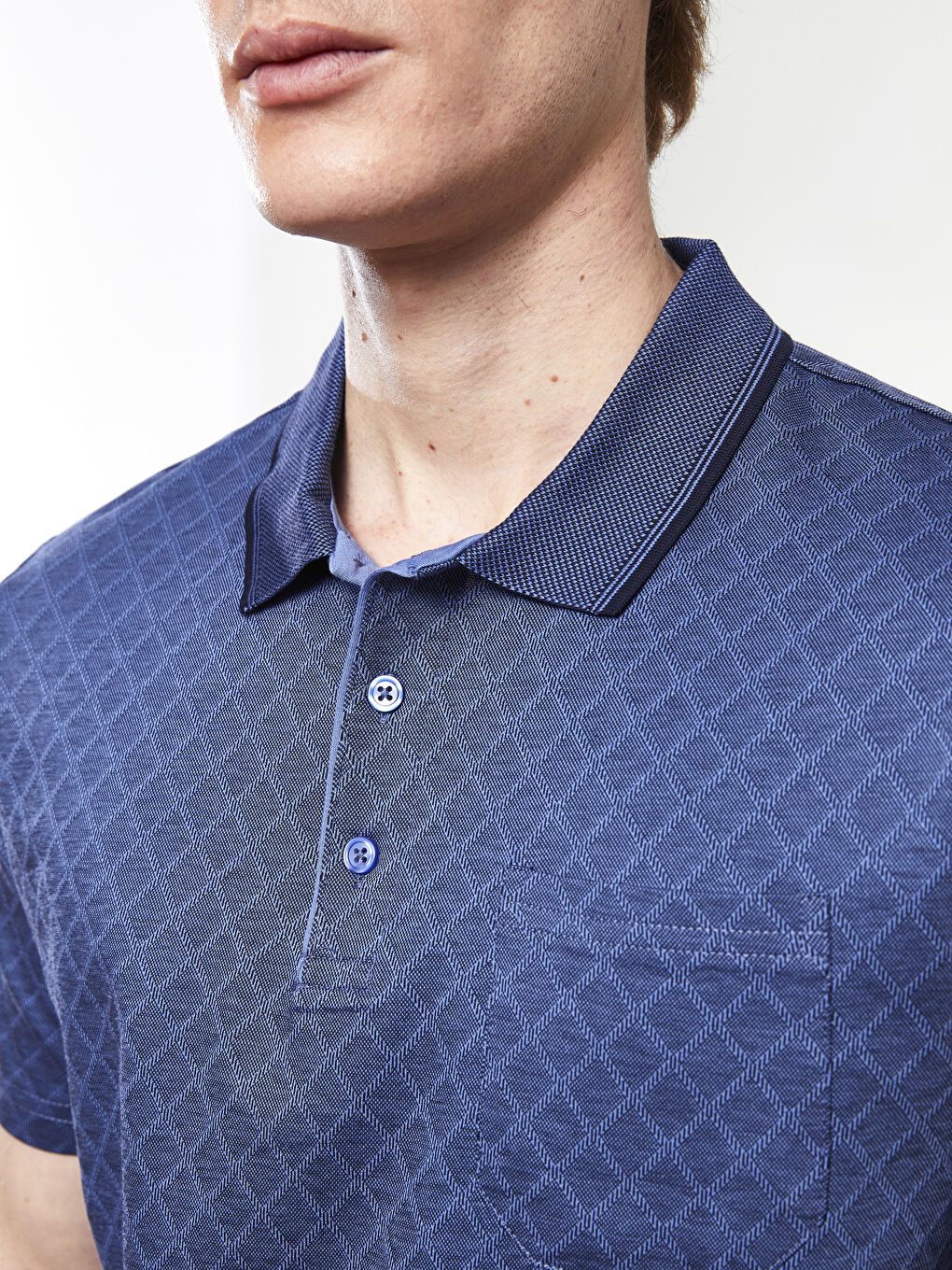 Polo Collar Short Sleeved Men's Mercerized T-Shirt-3