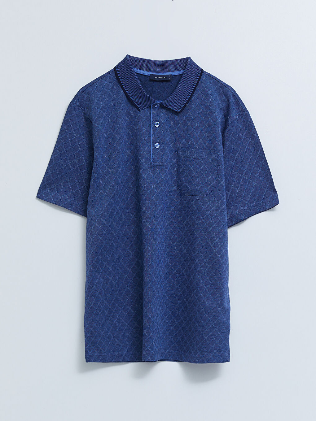 Polo Collar Short Sleeved Men's Mercerized T-Shirt-5