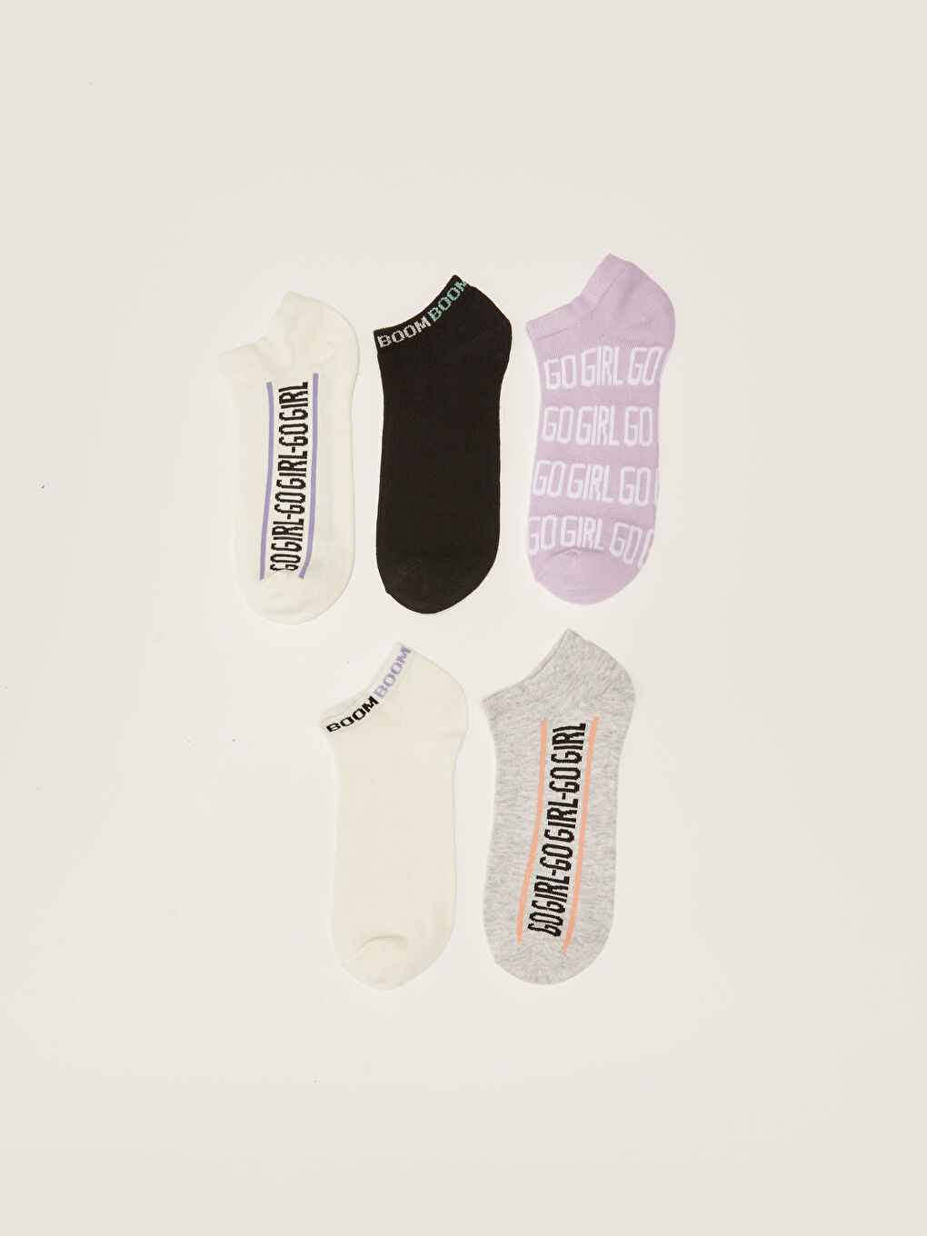 Ekru Desenli Kadın Patik Çorap 5 'li-1