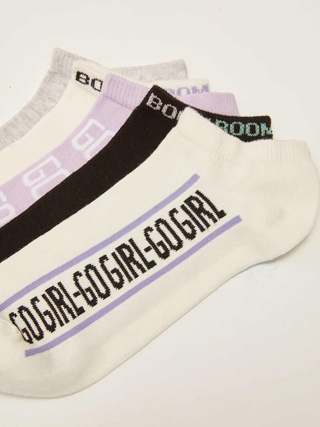 Ekru Desenli Kadın Patik Çorap 5 'li-2