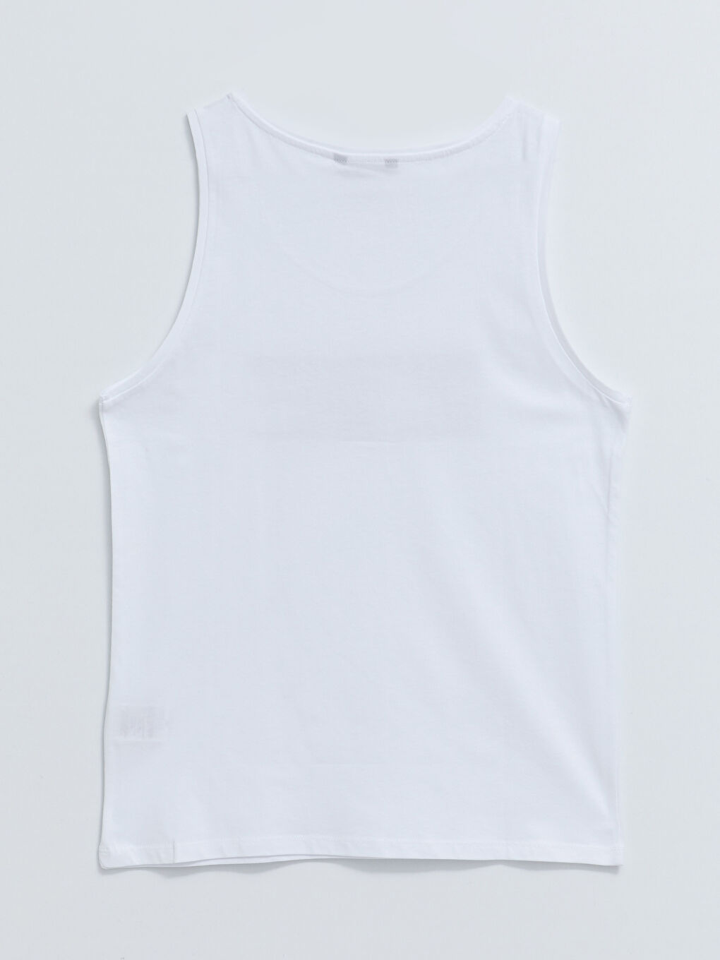 Beyaz Bisiklet Yaka Baskılı Erkek Kolsuz Tişört-1