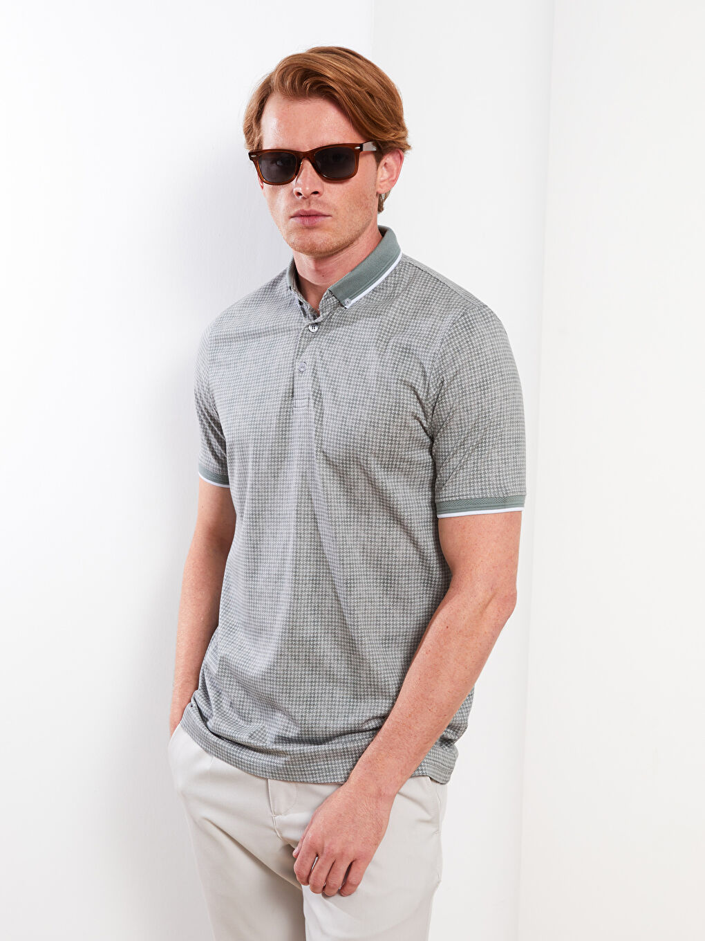 Tricou pentru Bărbați cu Guler Polo, Mânecă Scurtă, Cu Model, din Jerseu-2