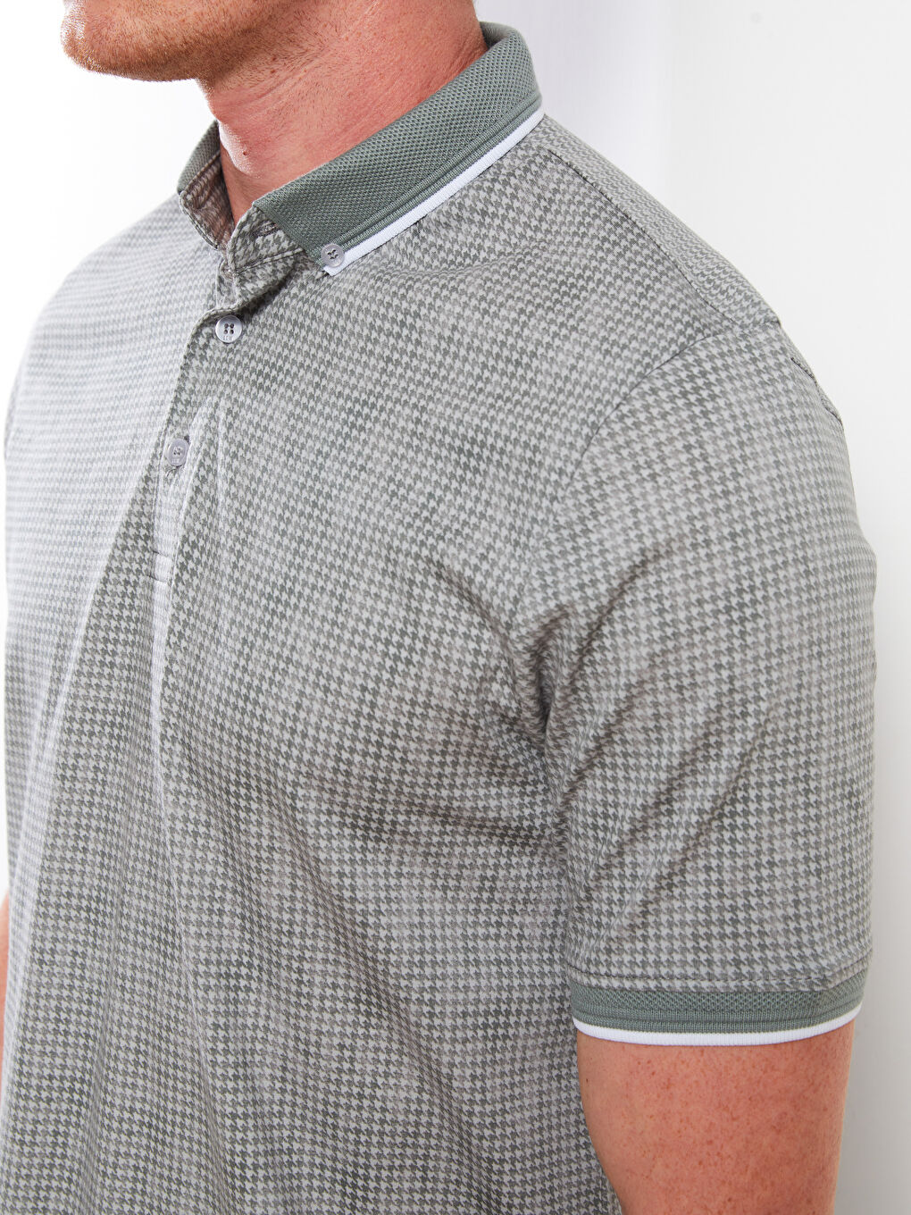 Tricou pentru Bărbați cu Guler Polo, Mânecă Scurtă, Cu Model, din Jerseu-3