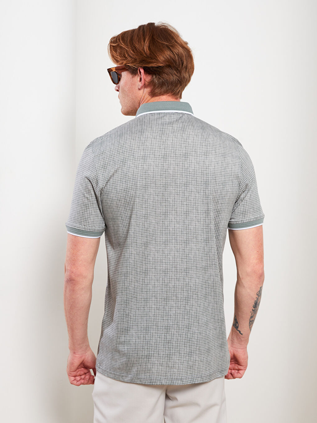 Tricou pentru Bărbați cu Guler Polo, Mânecă Scurtă, Cu Model, din Jerseu-4