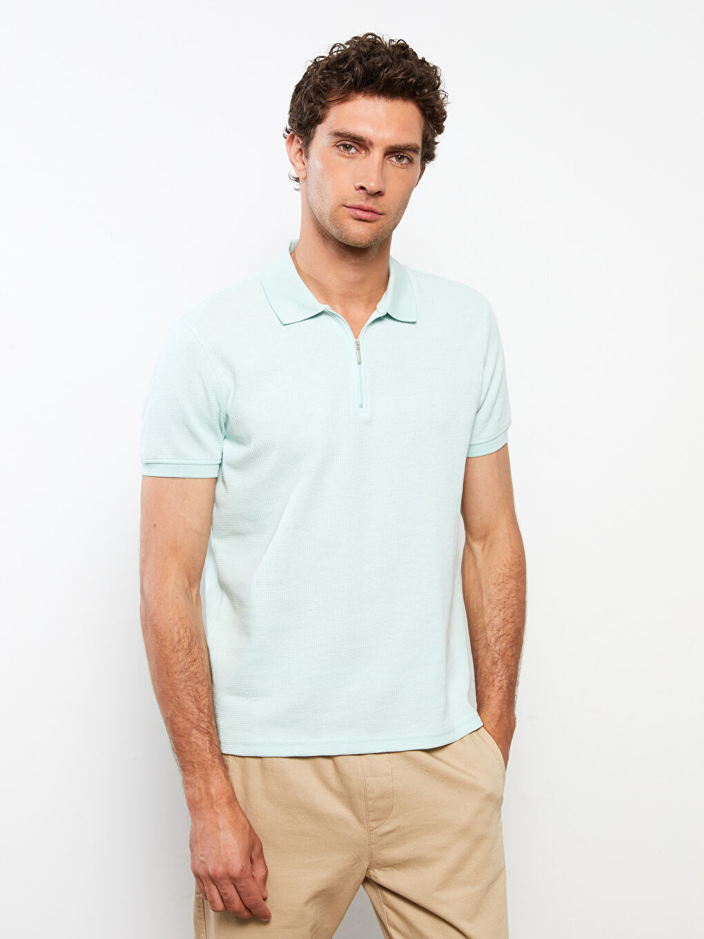 Polo Neck Short Sleeve Men's T-Shirt-1