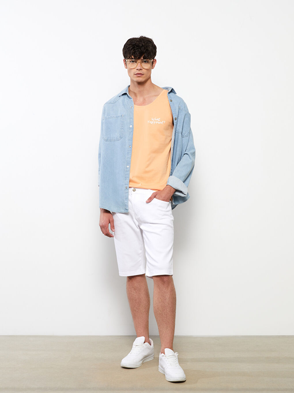 Pembe Bisiklet Yaka Baskılı Penye Erkek Kolsuz Tişört