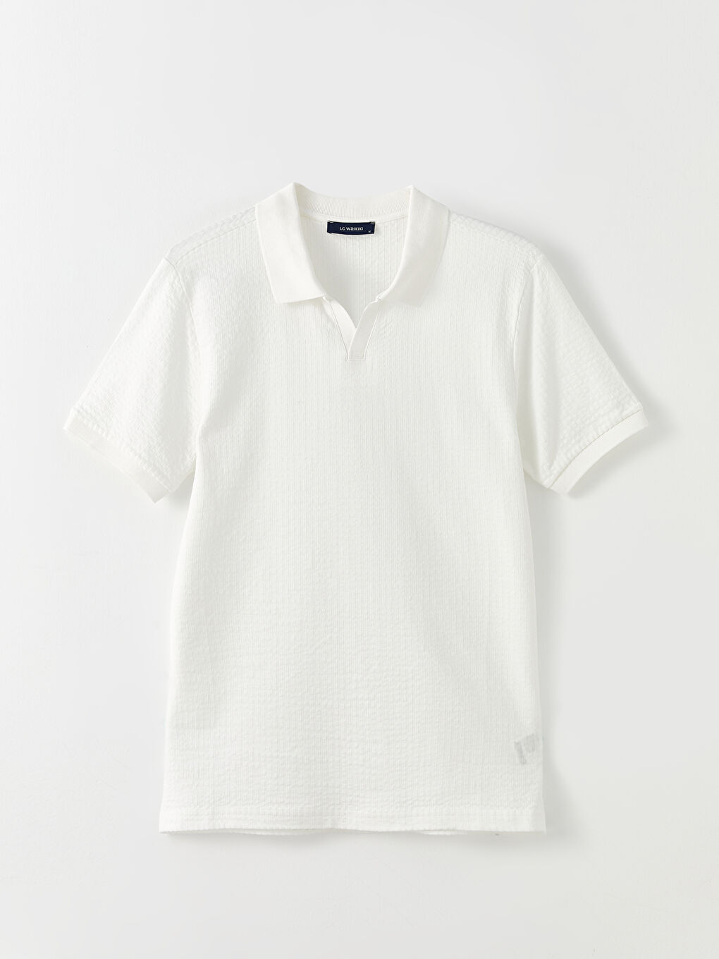 Beyaz Polo Yaka Kısa Kollu Erkek Tişört-4