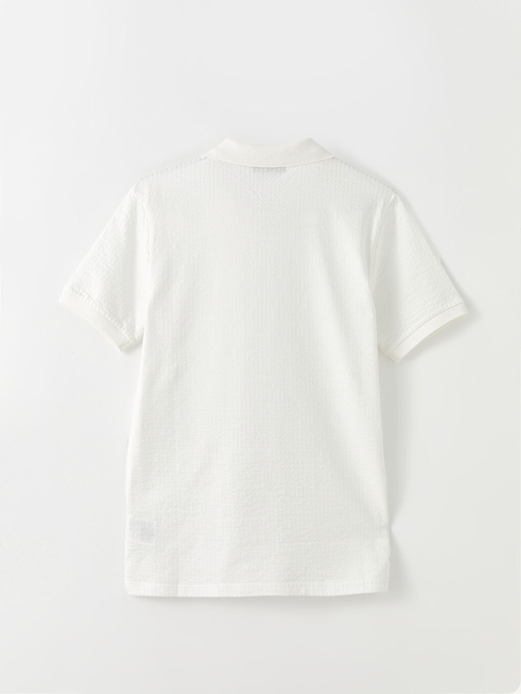 Beyaz Polo Yaka Kısa Kollu Erkek Tişört-5