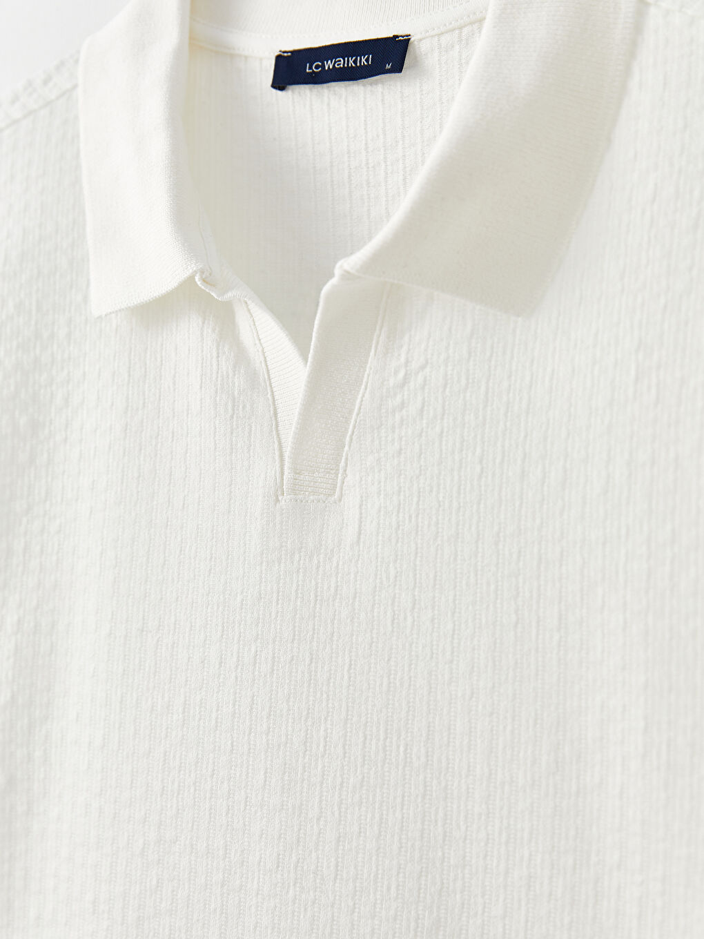 Beyaz Polo Yaka Kısa Kollu Erkek Tişört-6