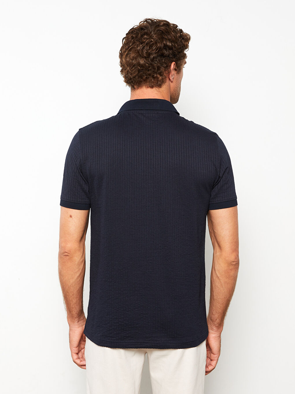 Lacivert Polo Yaka Kısa Kollu Erkek Tişört-4