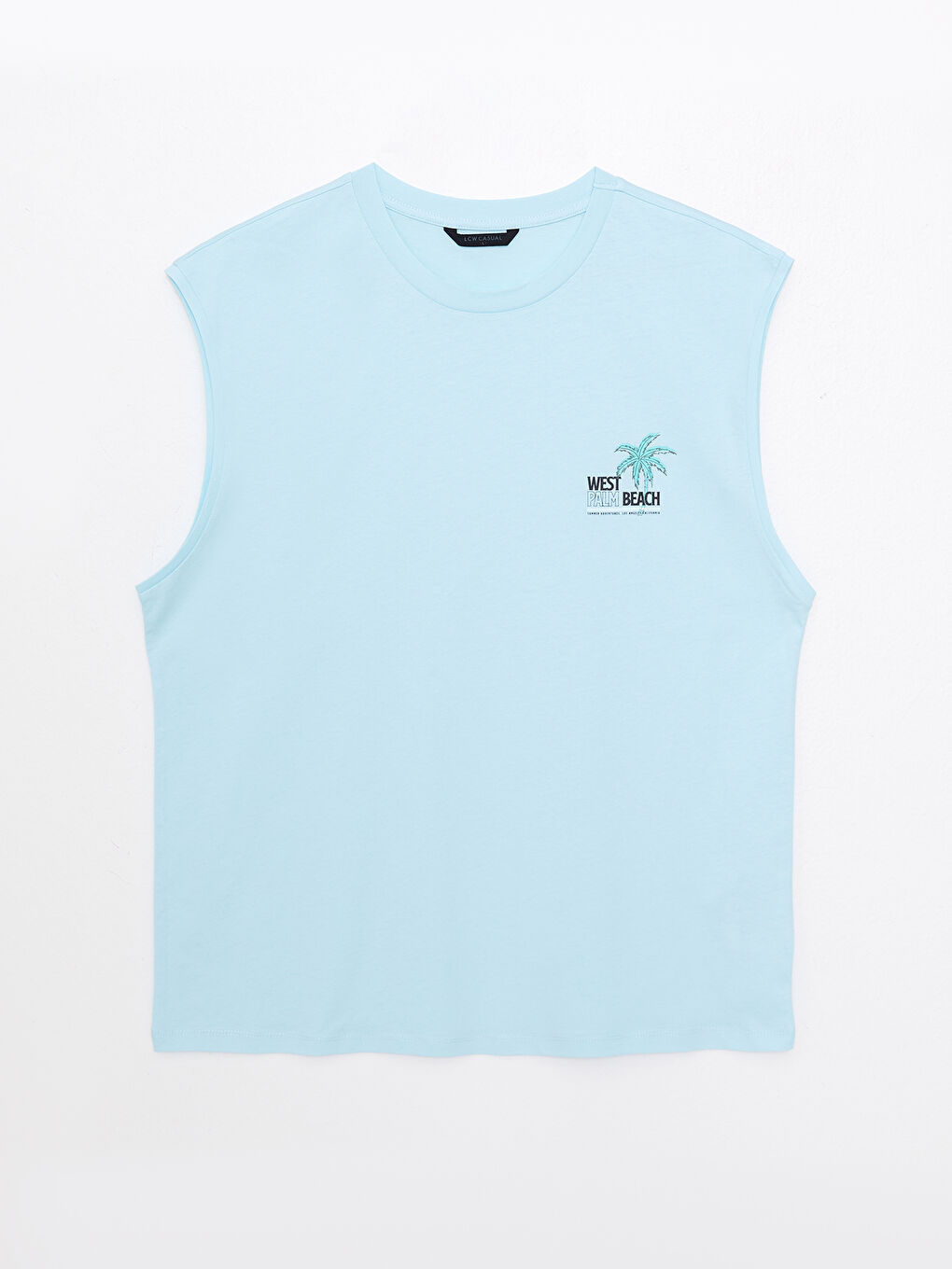 ерлерге арналған принтті трикотаж жеңсіз футболка-5