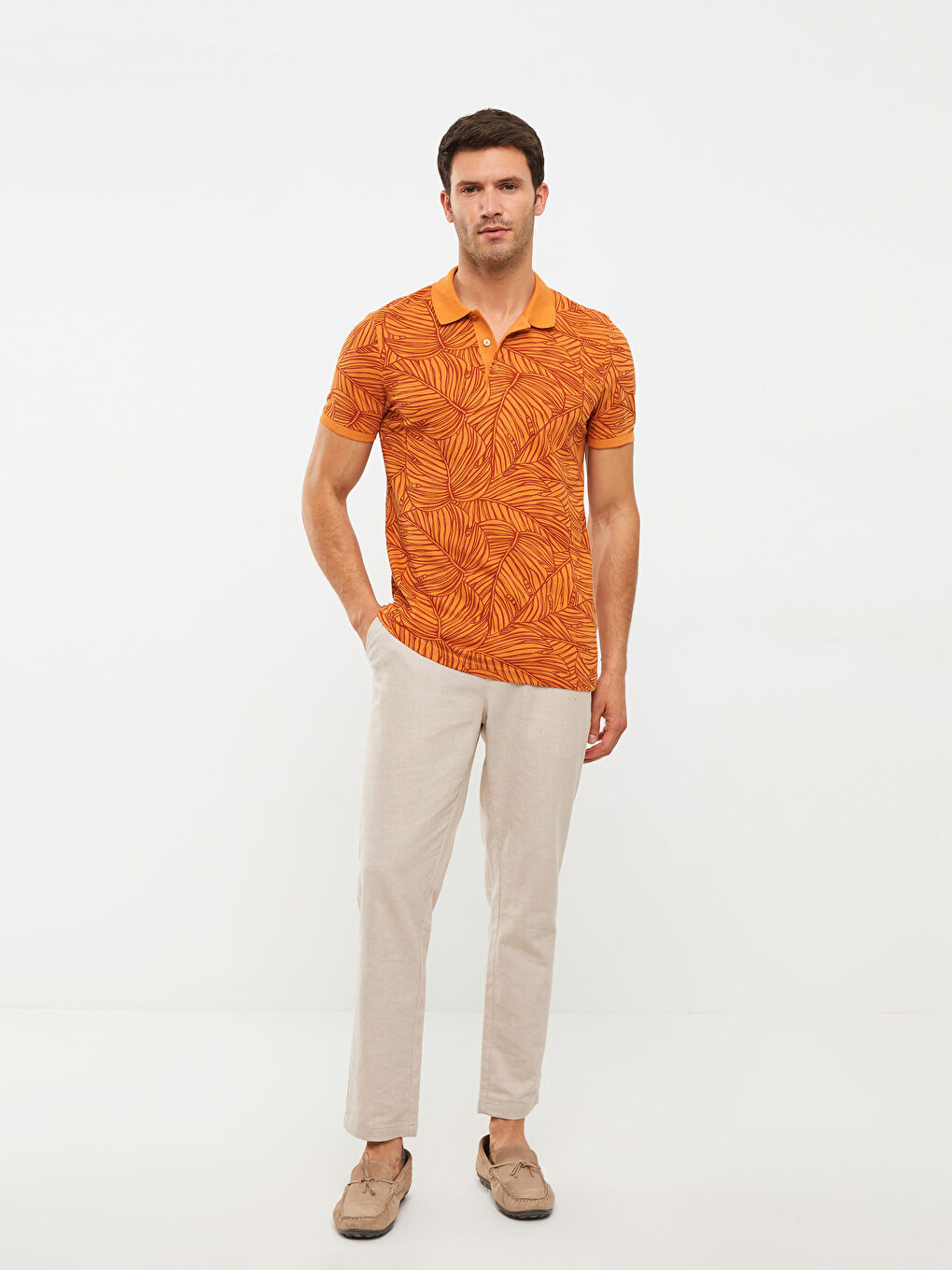 SOUTHBLUE Polo Neck Short Sleeve Patterned Men's T-Shirt -S2GU96Z8-GCG