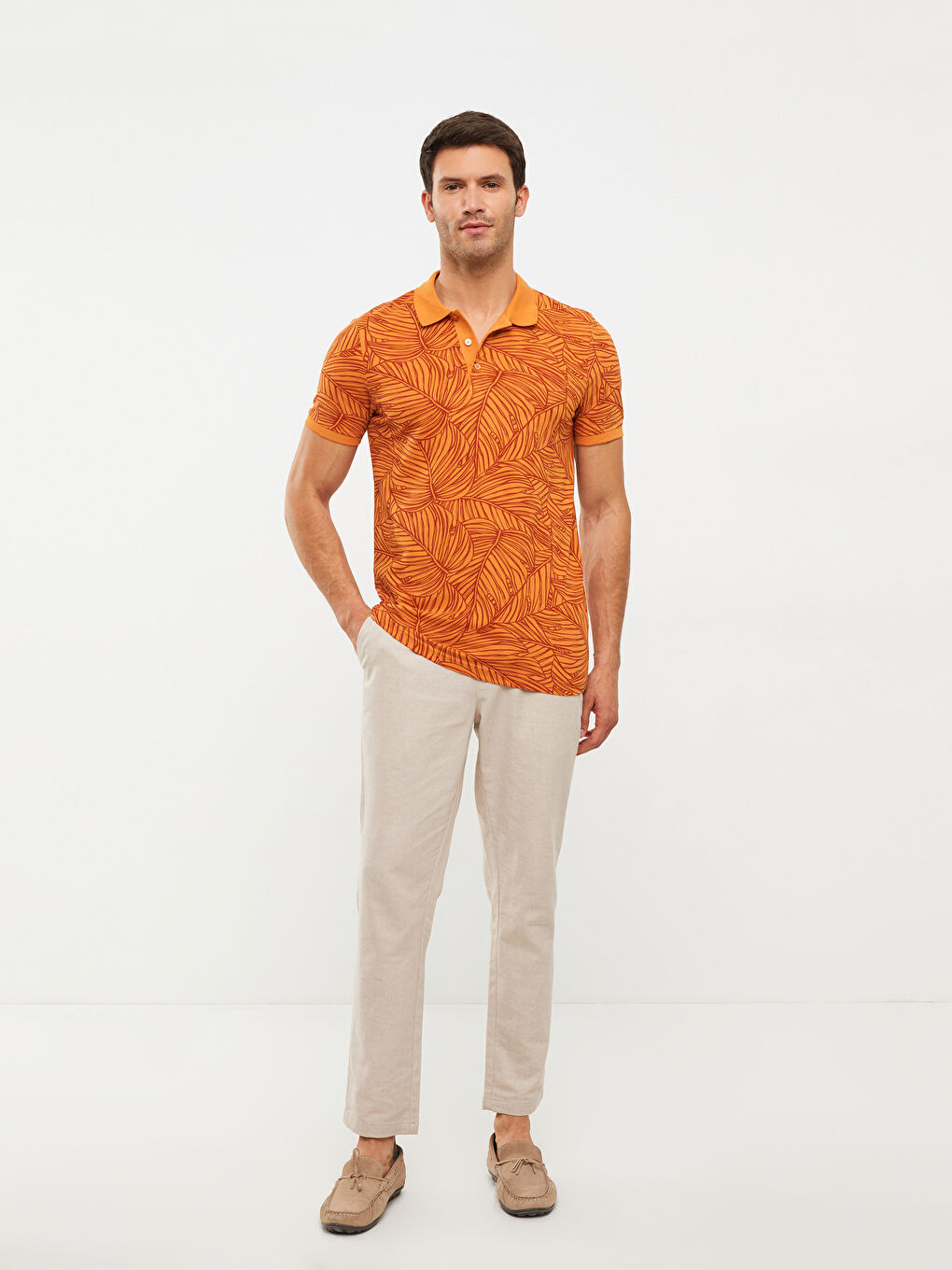 SOUTHBLUE Polo Neck Short Sleeve Patterned Men's T-Shirt -S2GU96Z8-GCG