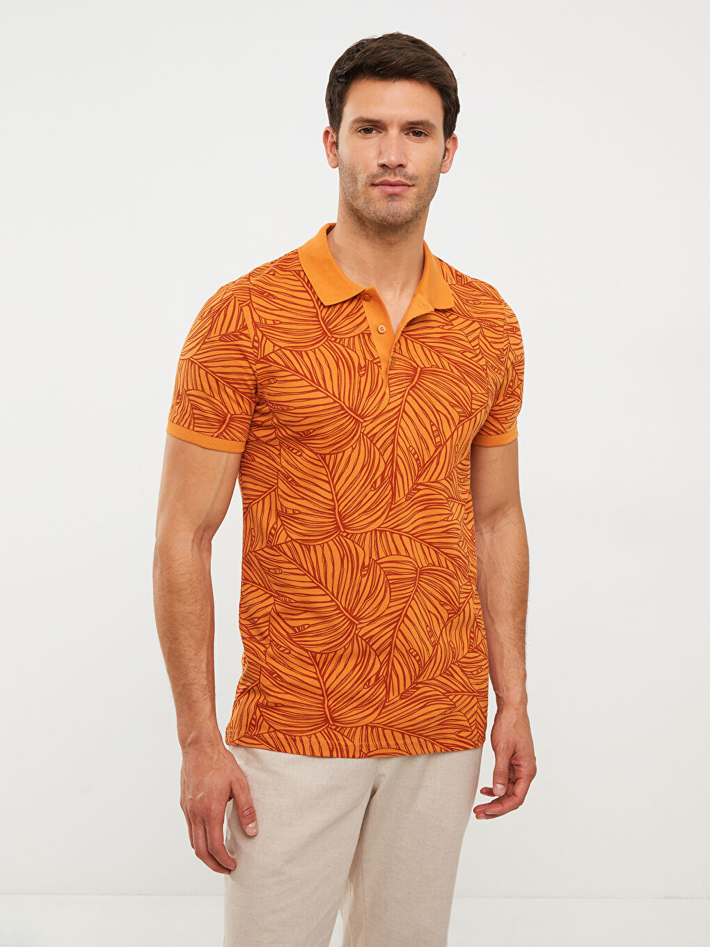 SOUTHBLUE Polo Neck Short Sleeve Patterned Men's T-Shirt -S2GU96Z8-GCG