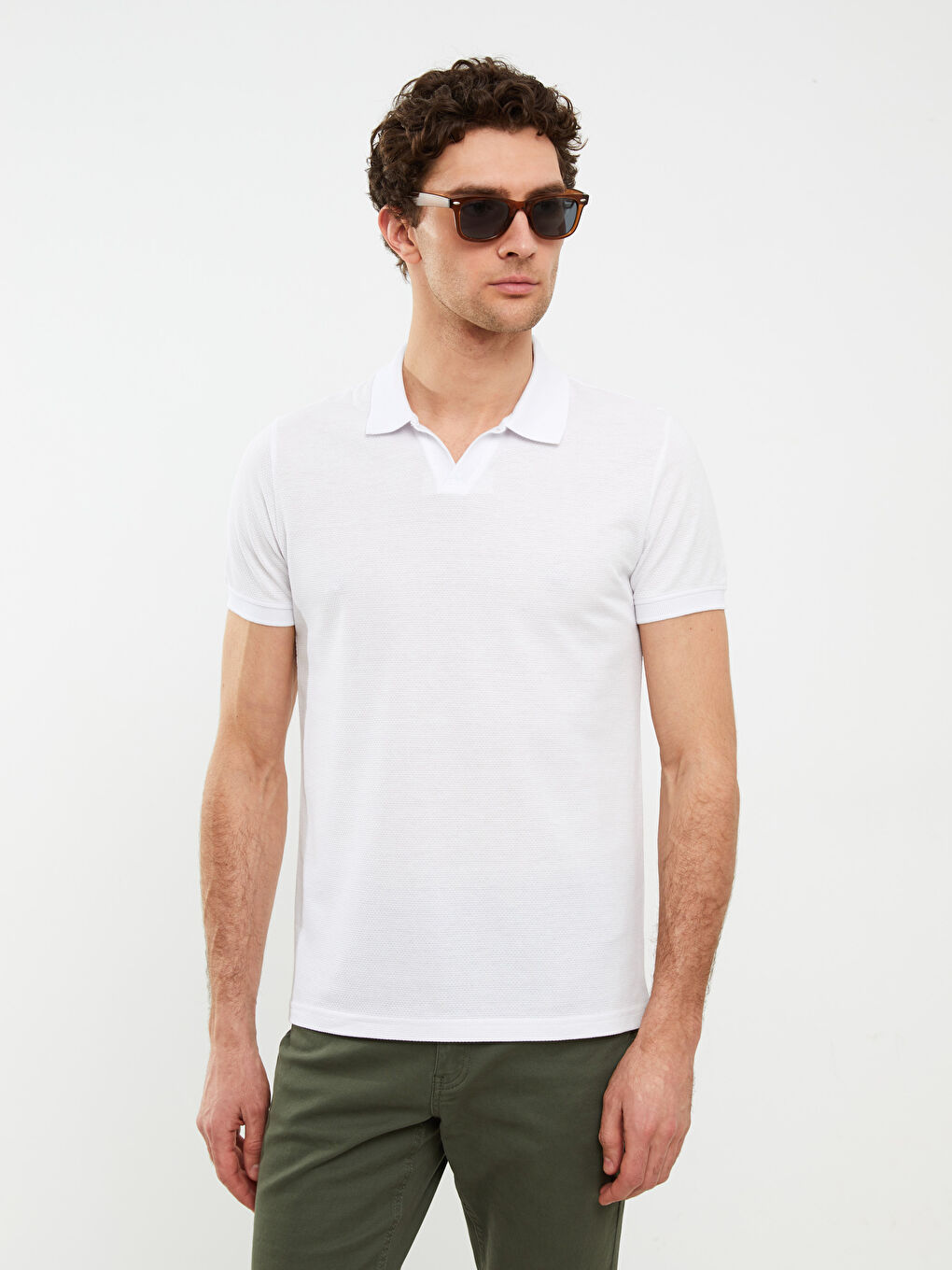 Polo Neck Short Sleeve Men's T-Shirt-2