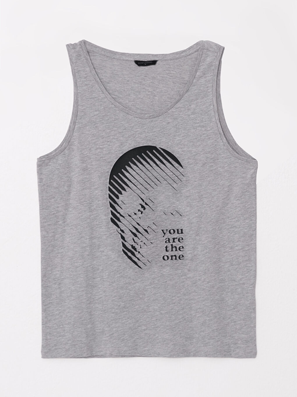 ерлерге арналған жеңсіз принтті дөңгелек жағалы футболка-5