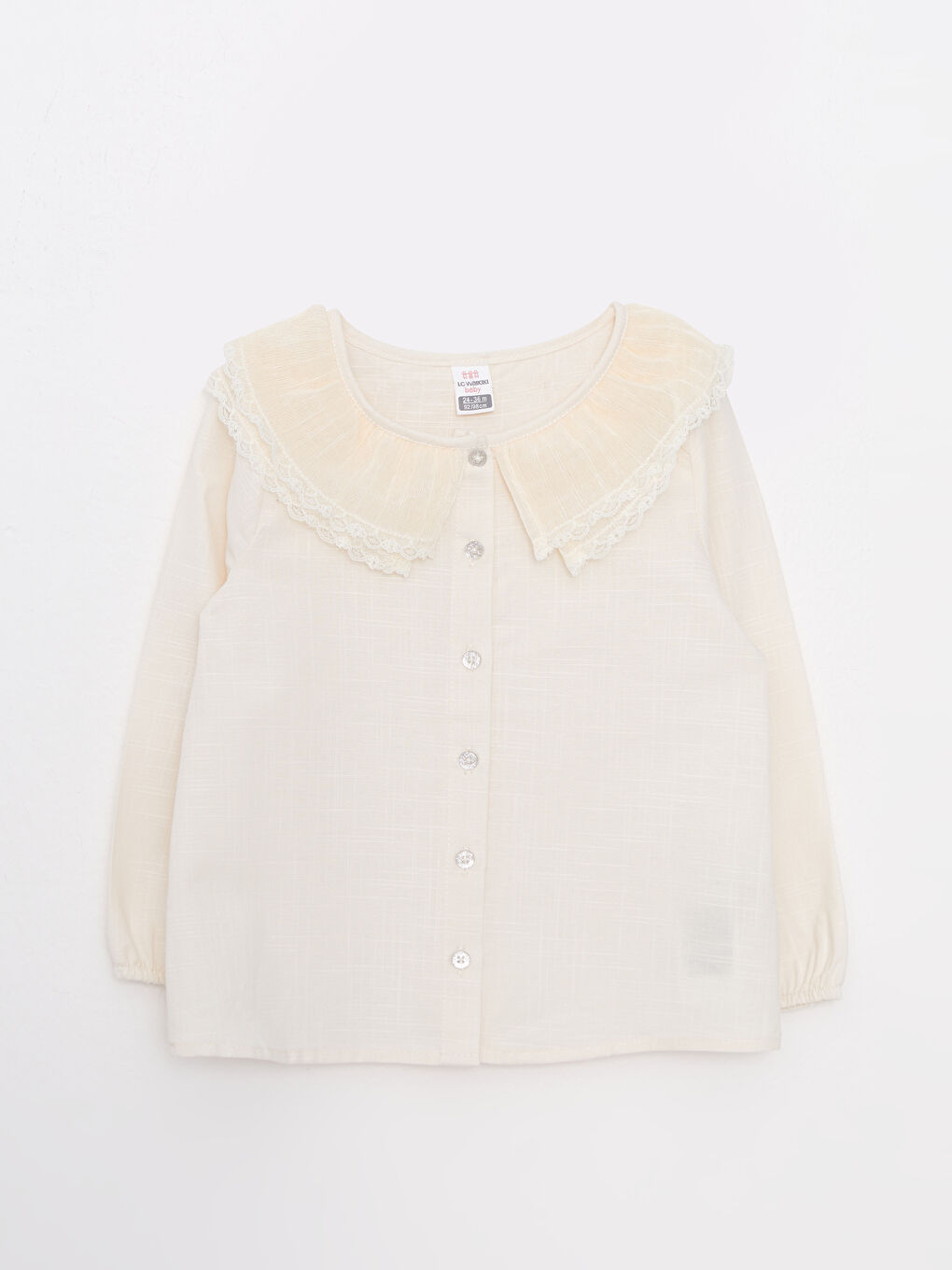 Chemise Bébé Fille en Coton à Rayures à Manches Longues Col Rond