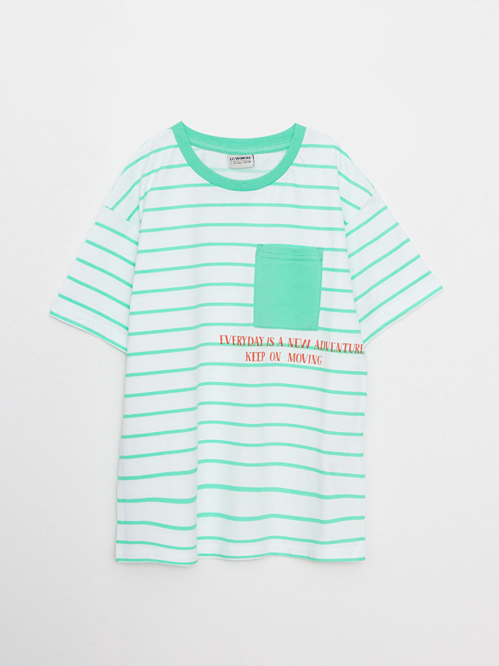 Yeşil Bisiklet Yaka Çizgili Kısa Kollu Pamuklu Erkek Çocuk Tişört