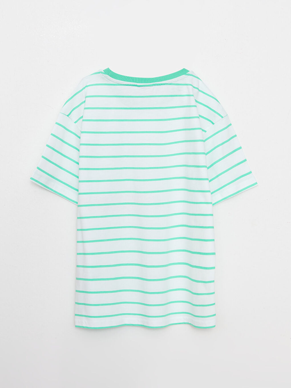 Yeşil Bisiklet Yaka Çizgili Kısa Kollu Pamuklu Erkek Çocuk Tişört-1