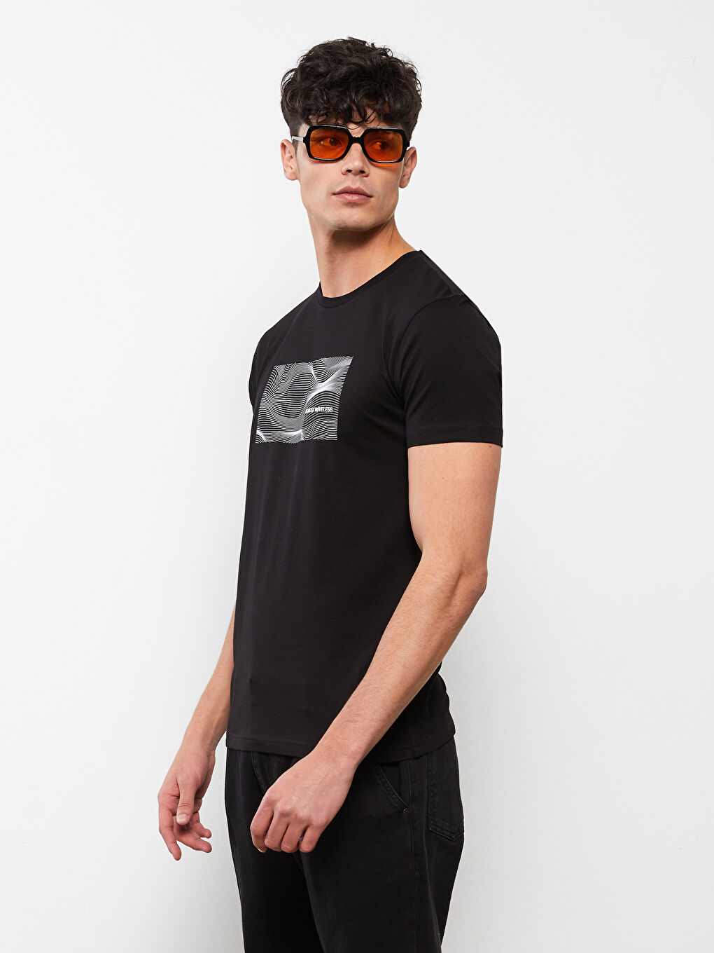 Crew Neck Short Sleeve Printed Combed Cotton Men's T-shirt-1